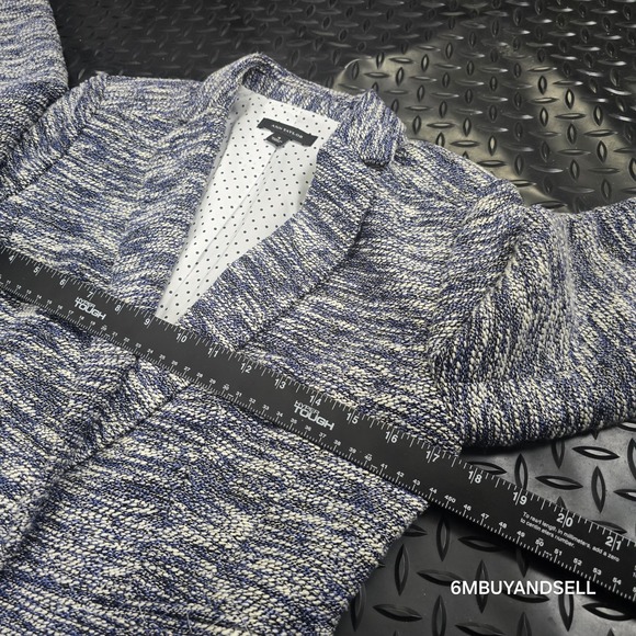 Ann Taylor Marled Blue and White Knit Blazer - Picture 6 of 9